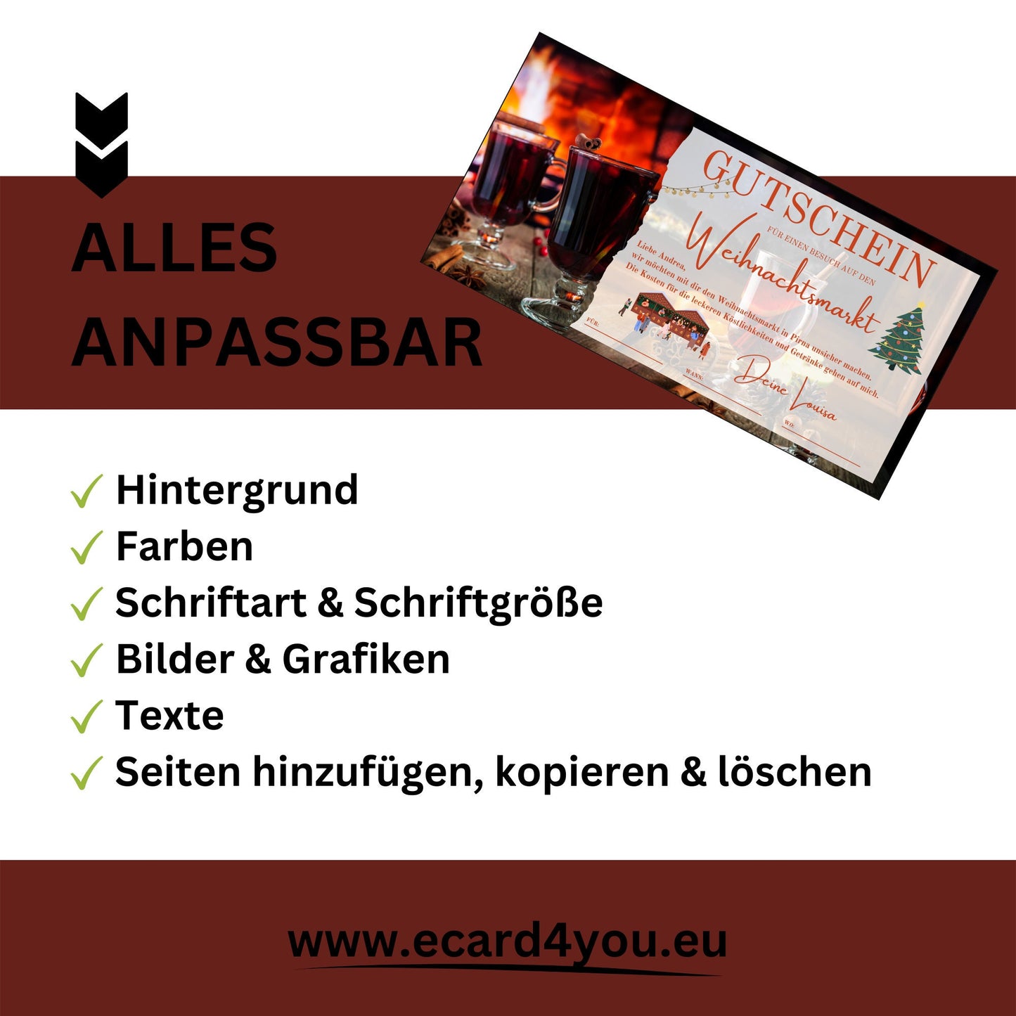 Gutschein - Weihnachtsmarkt Glühwein Punsch Geschenkgutschein - eCARD4you