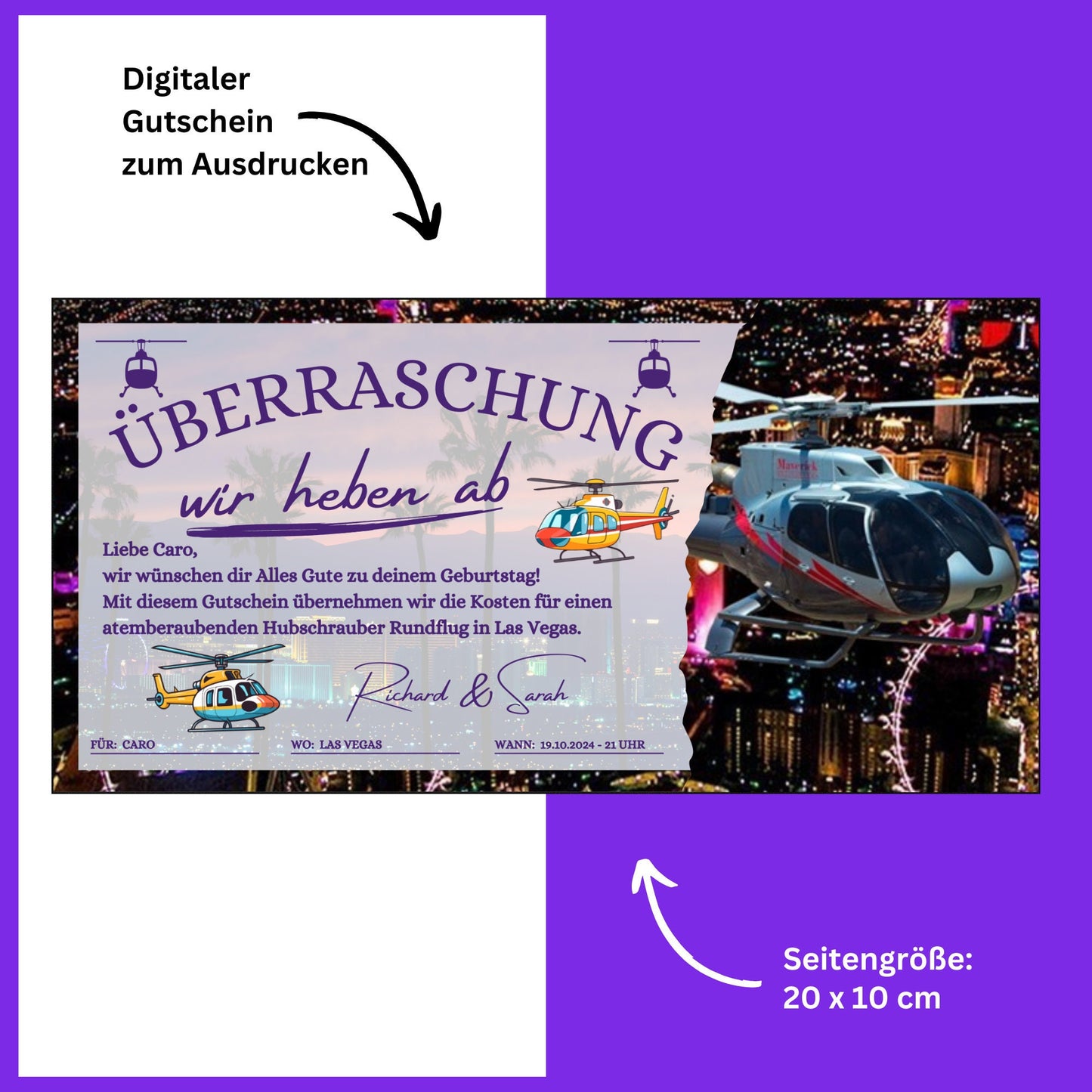 Gutschein - Helikopterflug Hubschrauber Rundflug Erlebnisgutschein - eCARD4you
