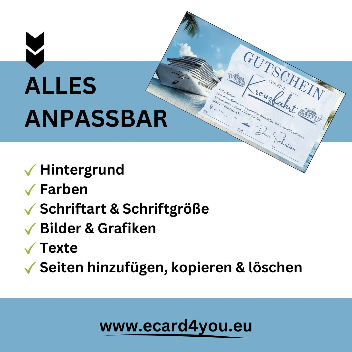 Gutschein - Kreuzfahrt Schiffsreise Kurzurlaub Geschenkgutschein - eCARD4you