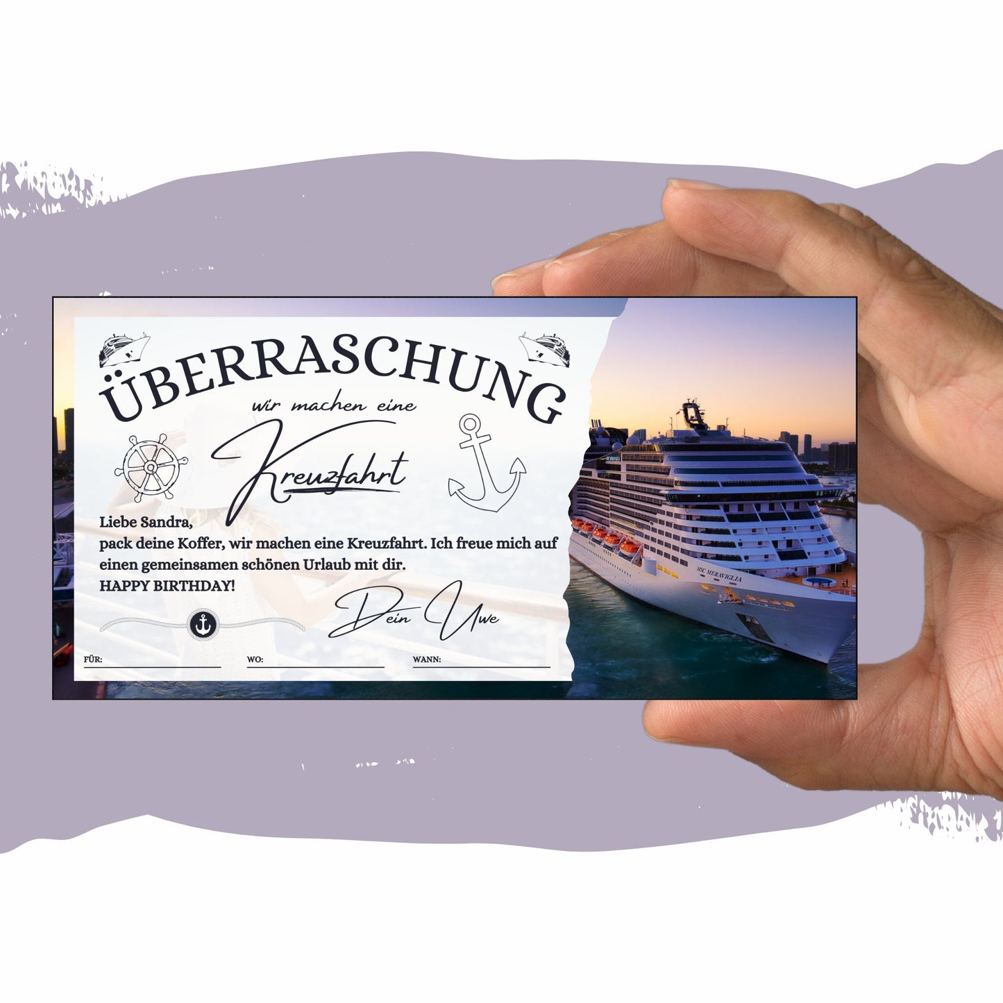 Gutschein - Kreuzfahrt Schiffsreise Kurzurlaub Geschenkgutschein - eCARD4you