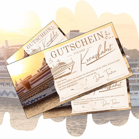 Gutschein - Kreuzfahrt Schiffsreise Kurzurlaub Geschenkgutschein - eCARD4you