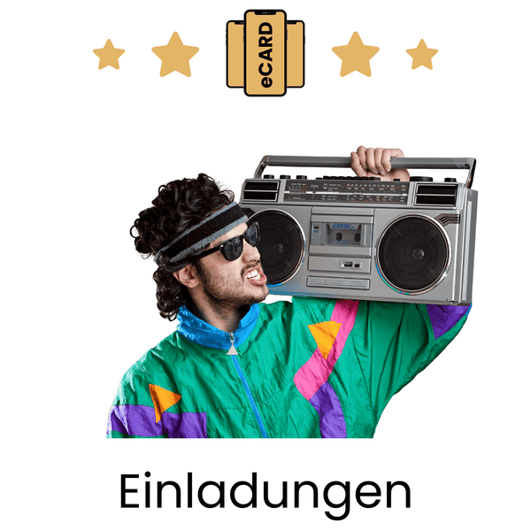 eCARD Einladungen zum Thema 90er Jahre Mottoparty - eCARD4you
