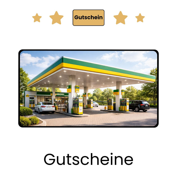 Bild einer Tankstelle mit digitalen Tankgutscheinen, die Mobilität schenken.