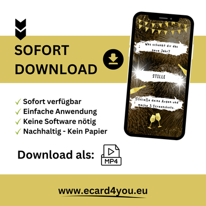 eCARD - Goldene WhatsApp Glückskarte 1 für das Neue Jahr - eCARD4you