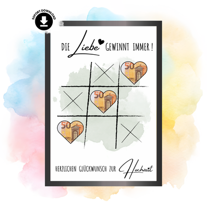 Geldgeschenk - "Die Liebe gewinnt immer" Hochzeitsgeschenkidee