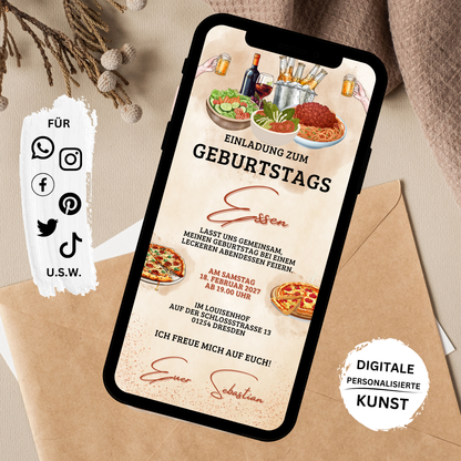 eCARD - Einladung Geburtstag Abendessen