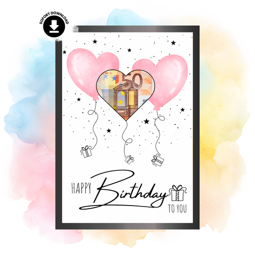 Geldgeschenk - Geschenk für den Geburtstag mit rosa Herzen