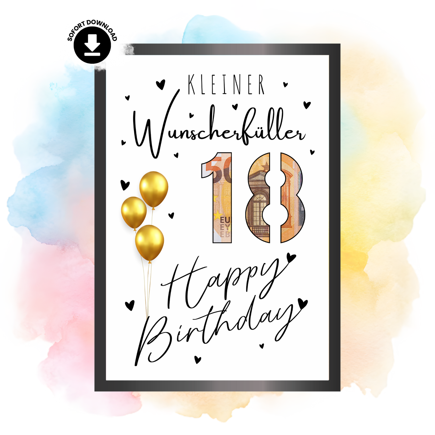 Geldgeschenk - Kleiner Wünscherfüller zum 18. Geburtstag - eCARD4you