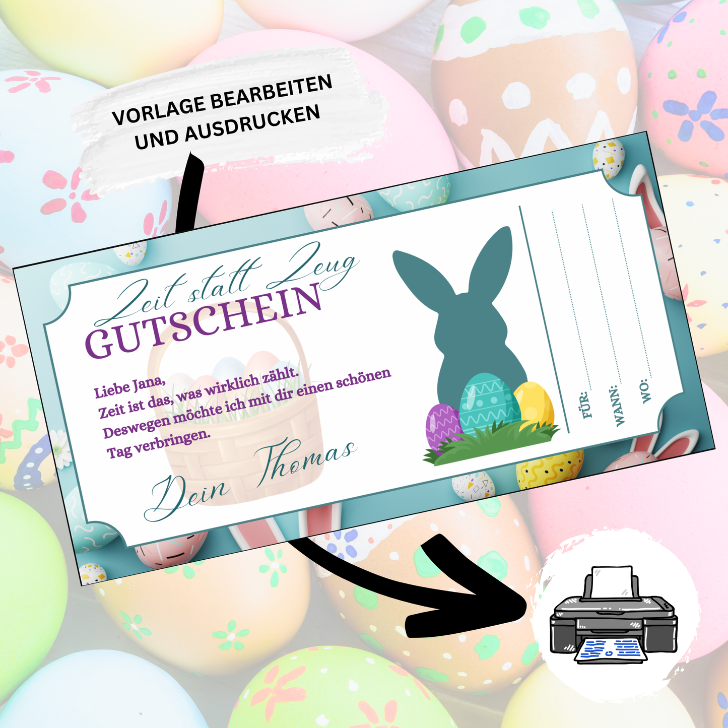 Gutschein - Gemeinsame Zeit statt Zeug als Geschenkidee zu Ostern