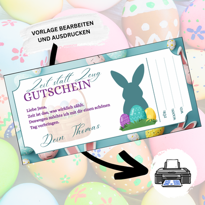 Gutschein - Gemeinsame Zeit statt Zeug als Geschenkidee zu Ostern
