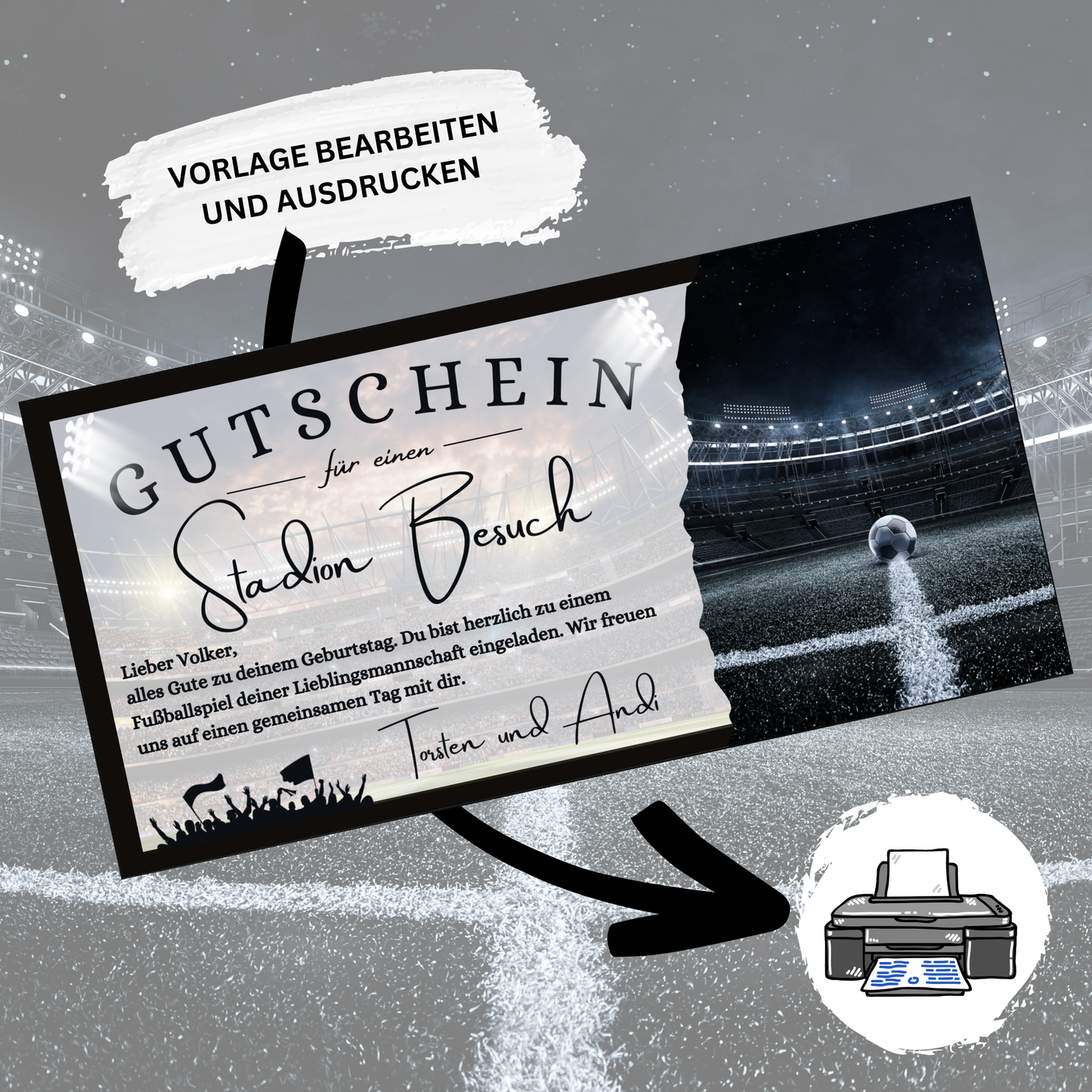 Gutschein - Stadion Besuch Fußballspiel Geschenkgutschein