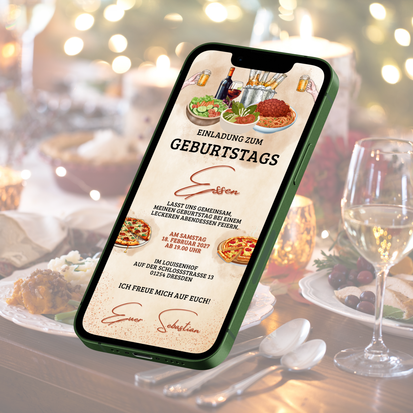 eCARD - Einladung Geburtstag Abendessen