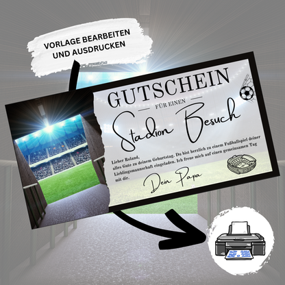 Gutschein - Stadion Besuch Fußballspiel Geschenkgutschein