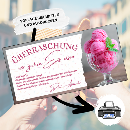 Gutschein - Eis Essen Geschenkgutschein