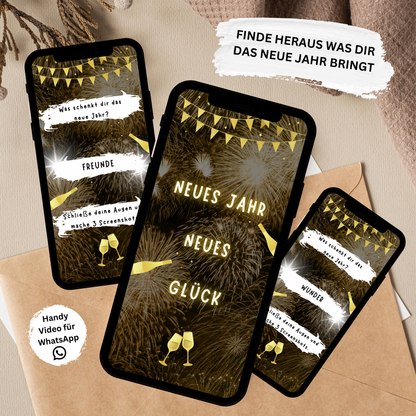 eCARD - Goldene WhatsApp Glückskarte 1 für das Neue Jahr - eCARD4you