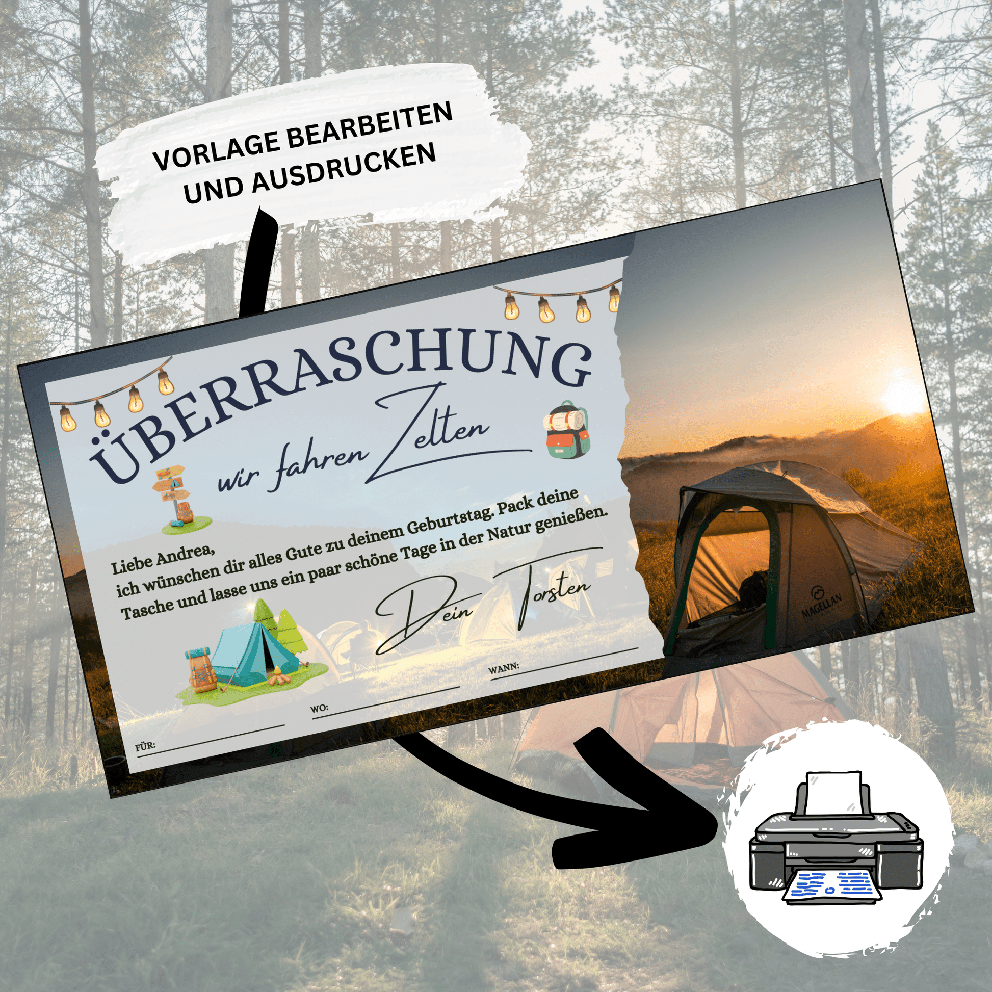 geschenk zelten Camping Gutschein Erlebnis Zelten Geschenk