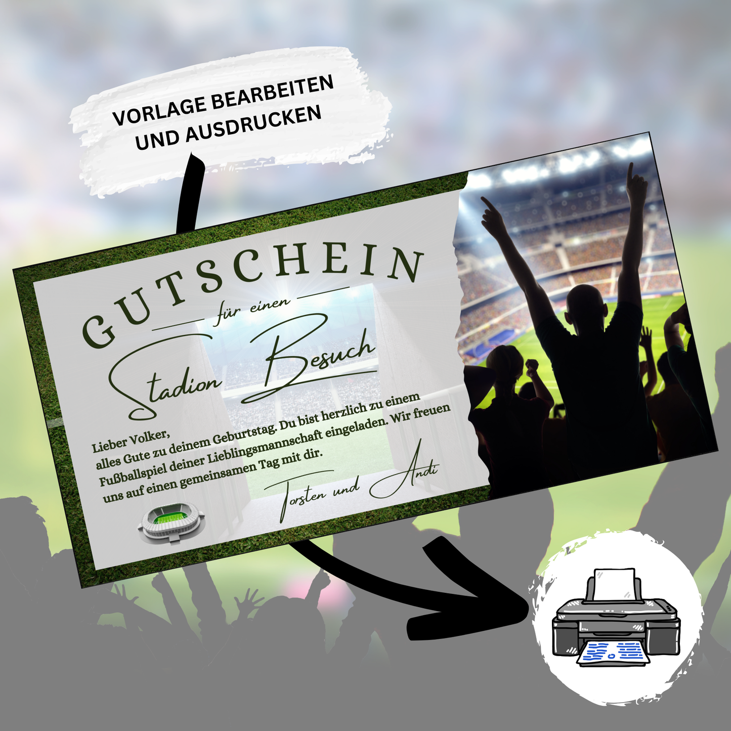 Gutschein - Stadion Besuch Fußballspiel Geschenkgutschein