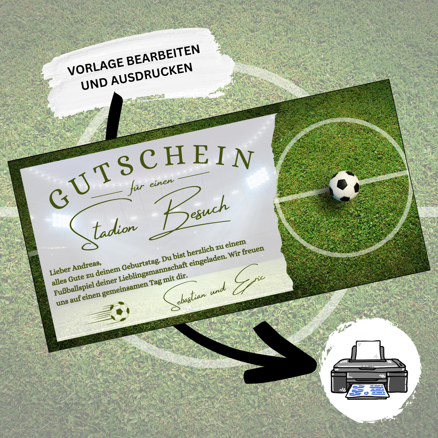 Gutschein - Stadion Besuch Fußballspiel Geschenkgutschein