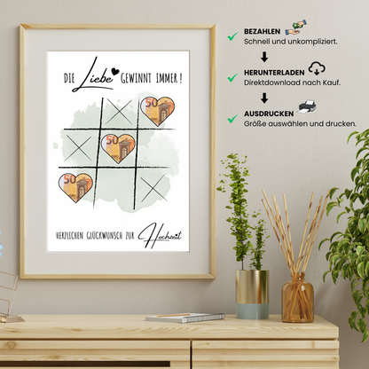 Geldgeschenk - "Die Liebe gewinnt immer" Hochzeitsgeschenkidee