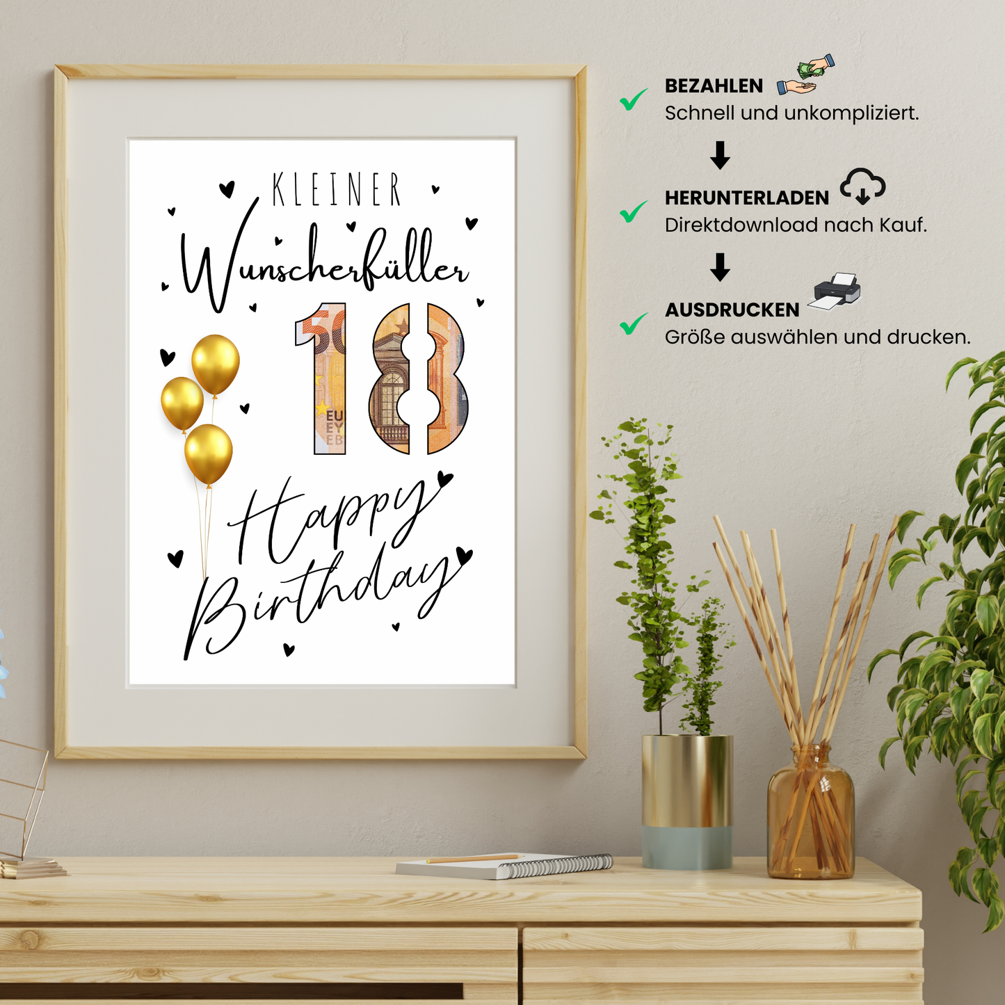 Geldgeschenk - Kleiner Wünscherfüller zum 18. Geburtstag - eCARD4you