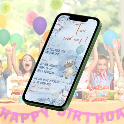 eCARD - Animierte Kindergeburtstags Party Einladungskarte