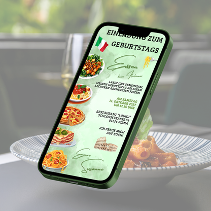 eCARD - Einladung Geburtstag Abendessen Italiener