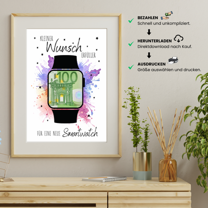 Geldgeschenk - Kleiner Wunscherfüller für eine Smartwatch