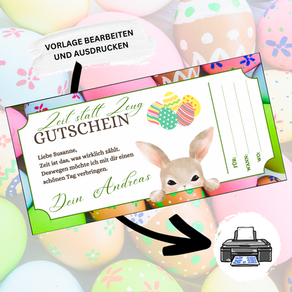 Gutschein - Gemeinsame Zeit statt Zeug als Geschenkidee zu Ostern