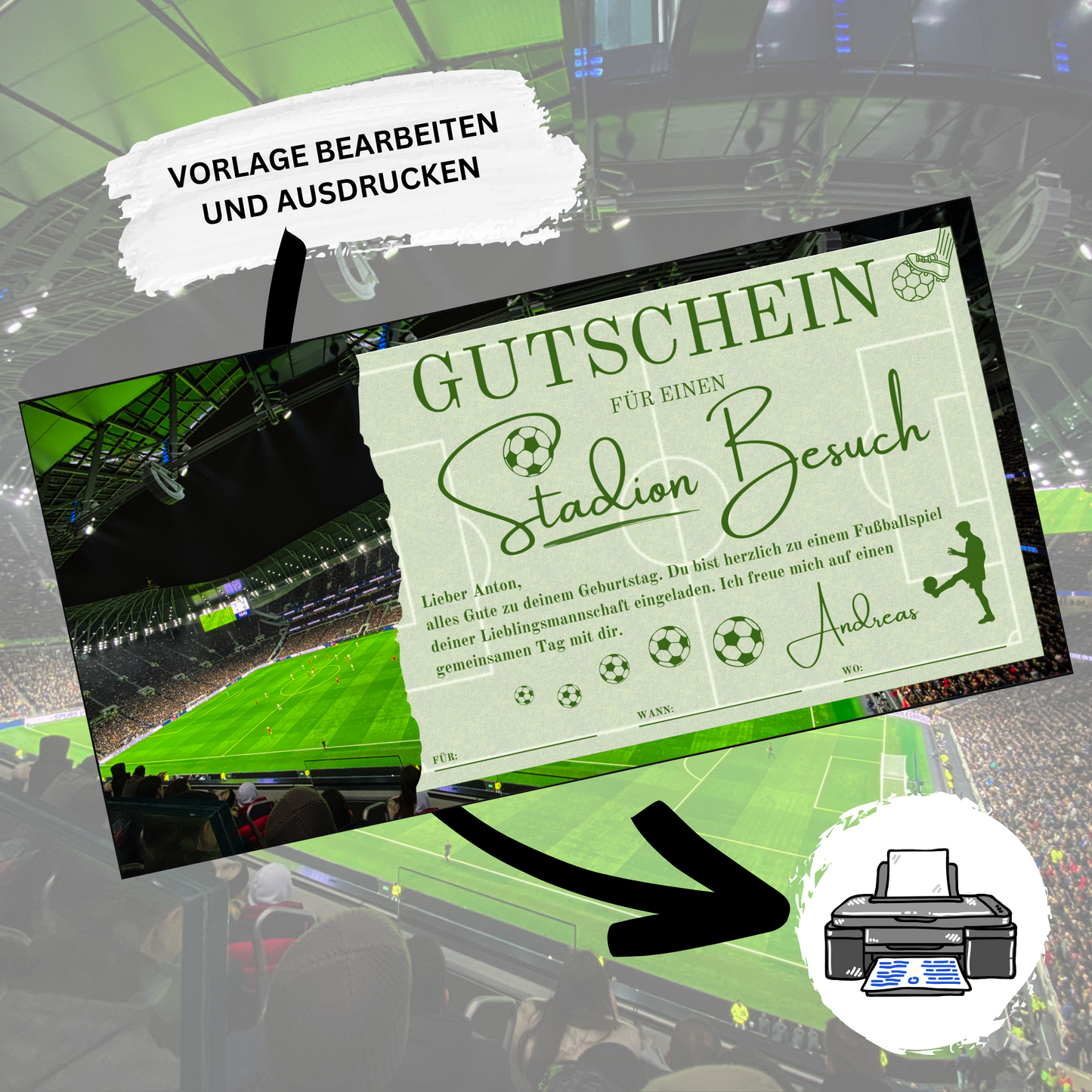 Gutschein - Stadion Besuch Fußballspiel Geschenkgutschein