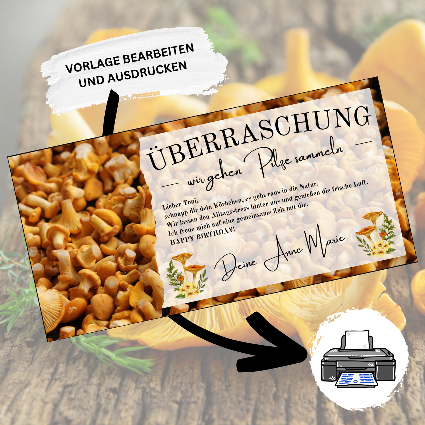 Gutschein - Pilze Geschenkgutschein Geburtstag