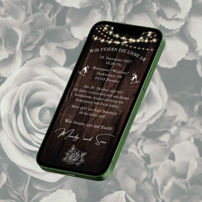 eCARD - Rosenhochzeit Einladungskarte