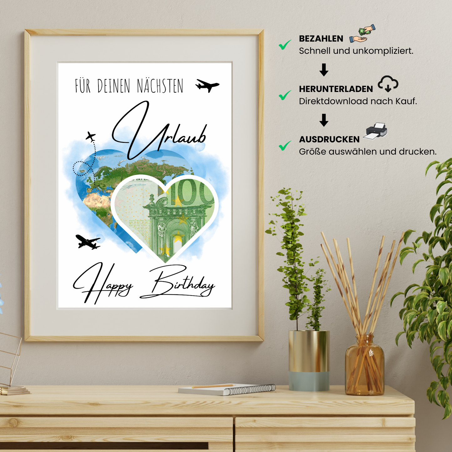 Geldgeschenk - Geschenk zum Geburtstag für den nächsten Urlaub