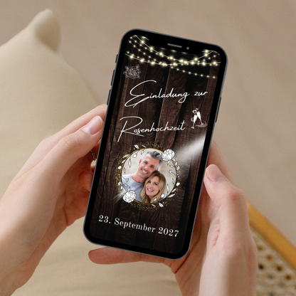 eCARD - Rosenhochzeit Einladungskarte