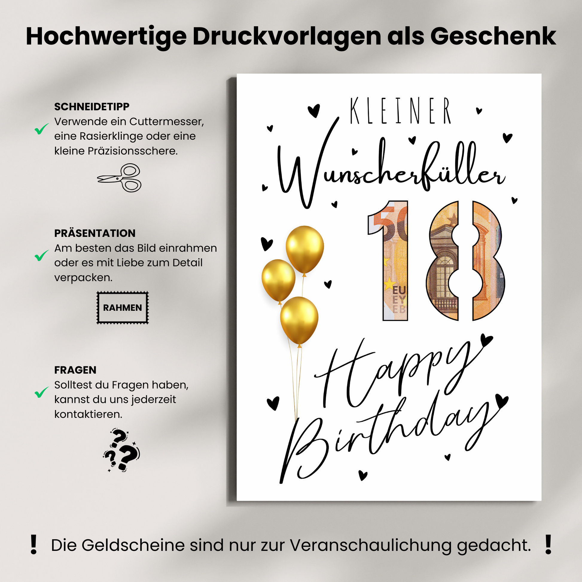 Geldgeschenk - Kleiner Wünscherfüller zum 18. Geburtstag - eCARD4you
