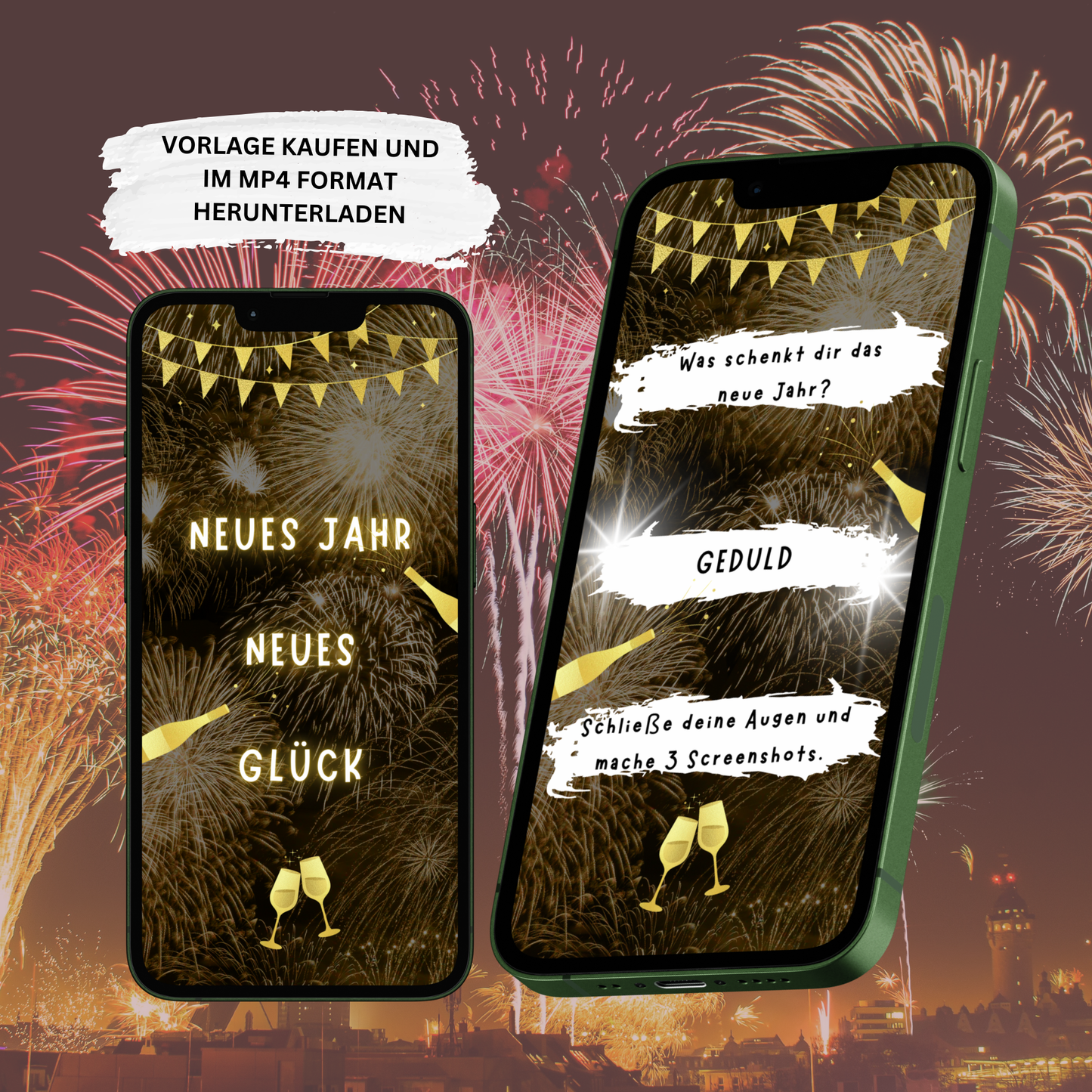 eCARD - Goldene WhatsApp Glückskarte 1 für das Neue Jahr - eCARD4you
