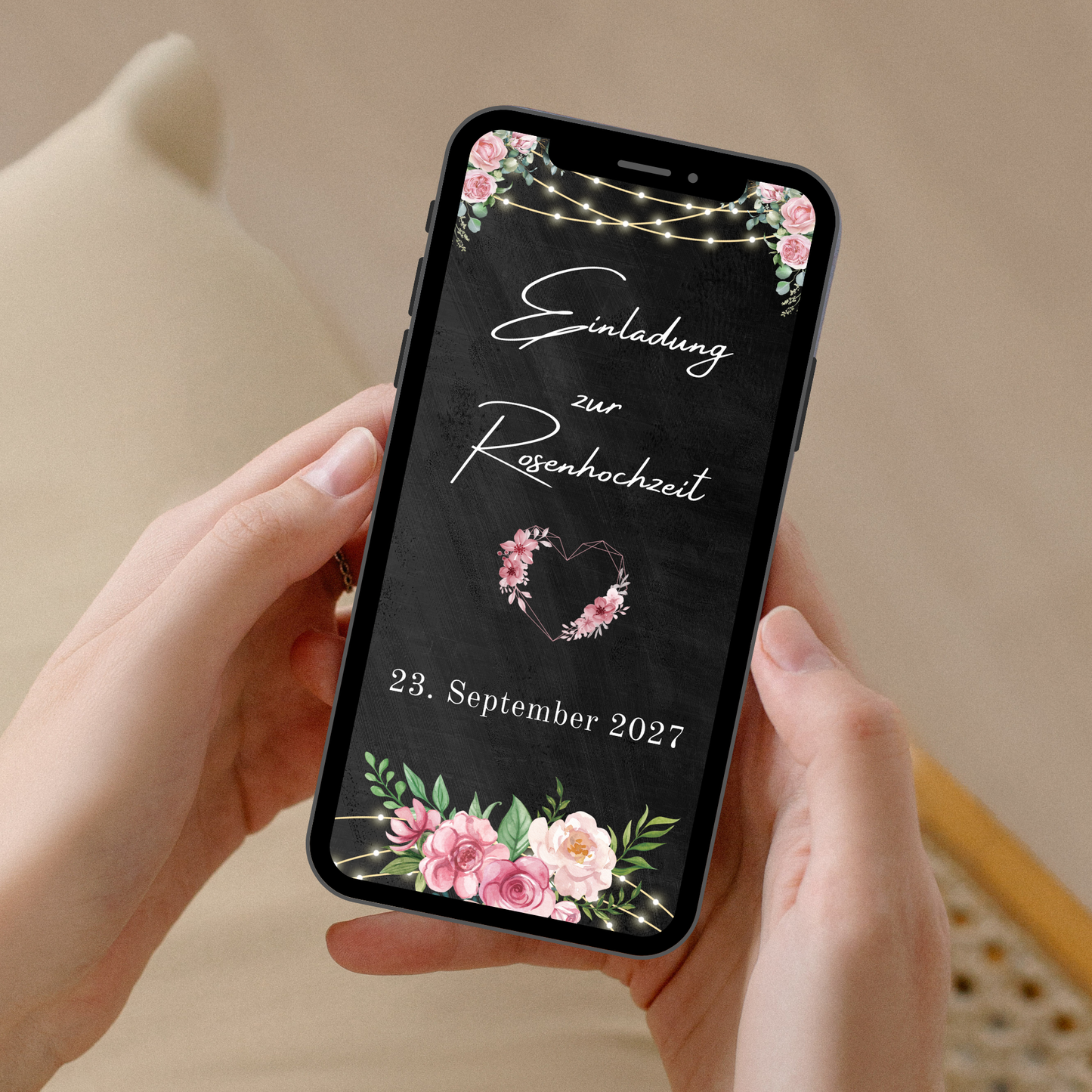 eCARD - Rosenhochzeit Einladungskarte