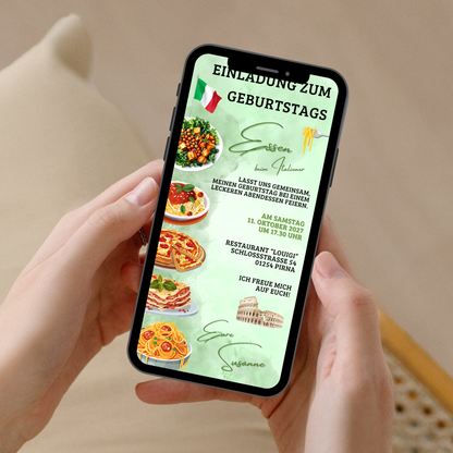 eCARD - Einladung Geburtstag Abendessen Italiener