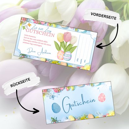 Gutschein - Gemeinsame Zeit statt Zeug als Geschenkidee zu Ostern