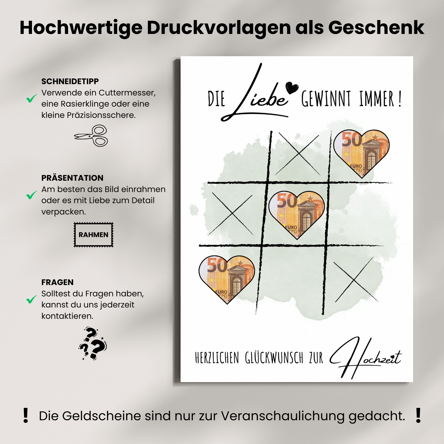 Geldgeschenk - "Die Liebe gewinnt immer" Hochzeitsgeschenkidee