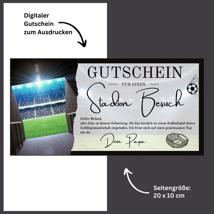 Gutschein - Stadion Besuch Fußballspiel Geschenkgutschein