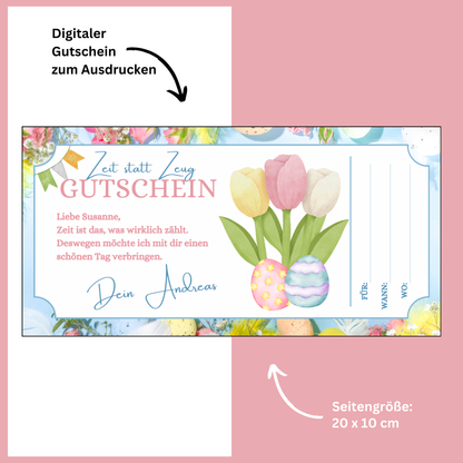 Gutschein - Gemeinsame Zeit statt Zeug als Geschenkidee zu Ostern
