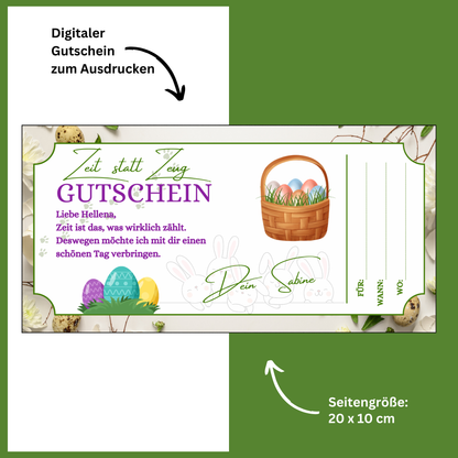 Gutschein - Gemeinsame Zeit statt Zeug als Geschenkidee zu Ostern