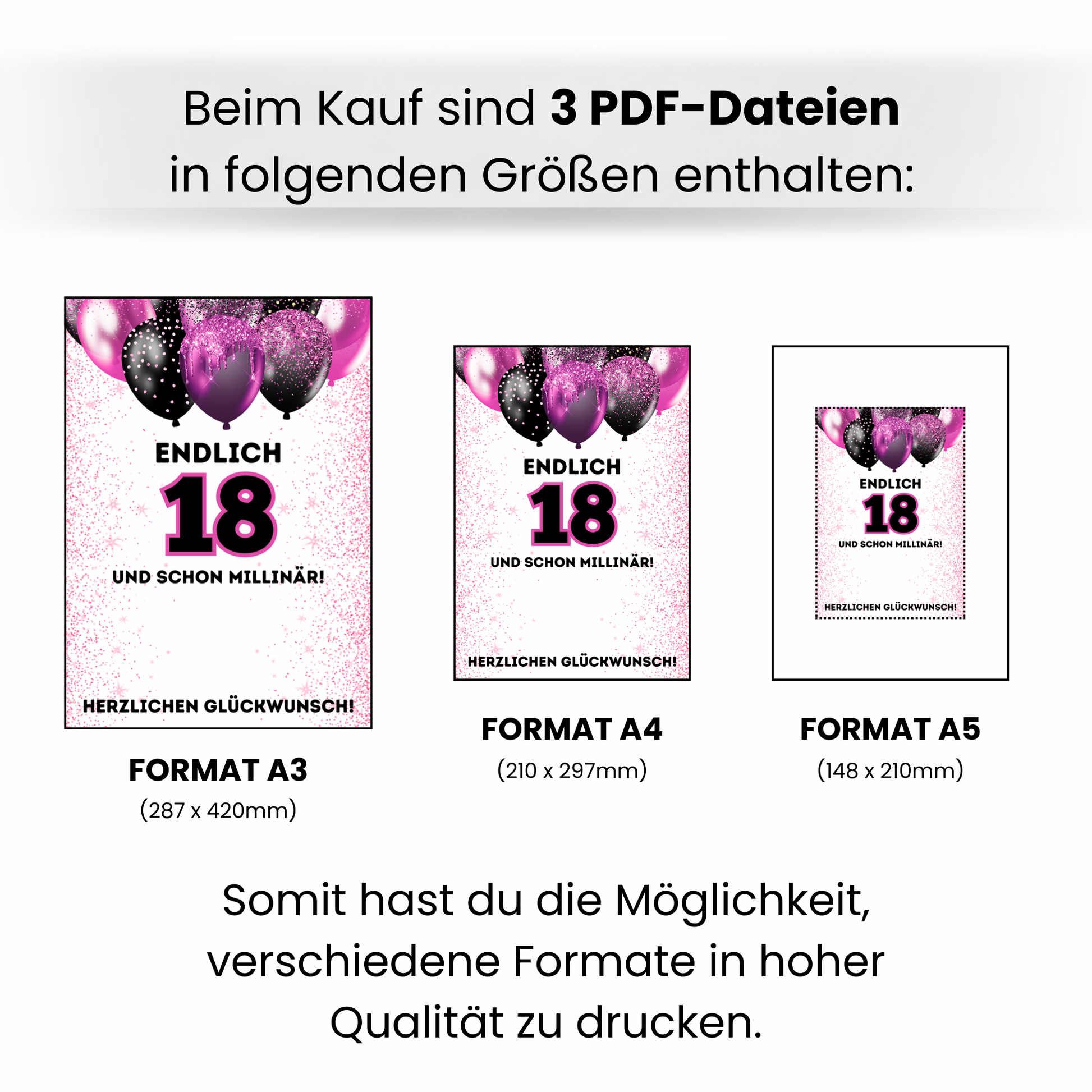 Geldgeschenk - Endlich 18 und schon Millionär mit lila Luftballons (Kopie) - eCARD4you