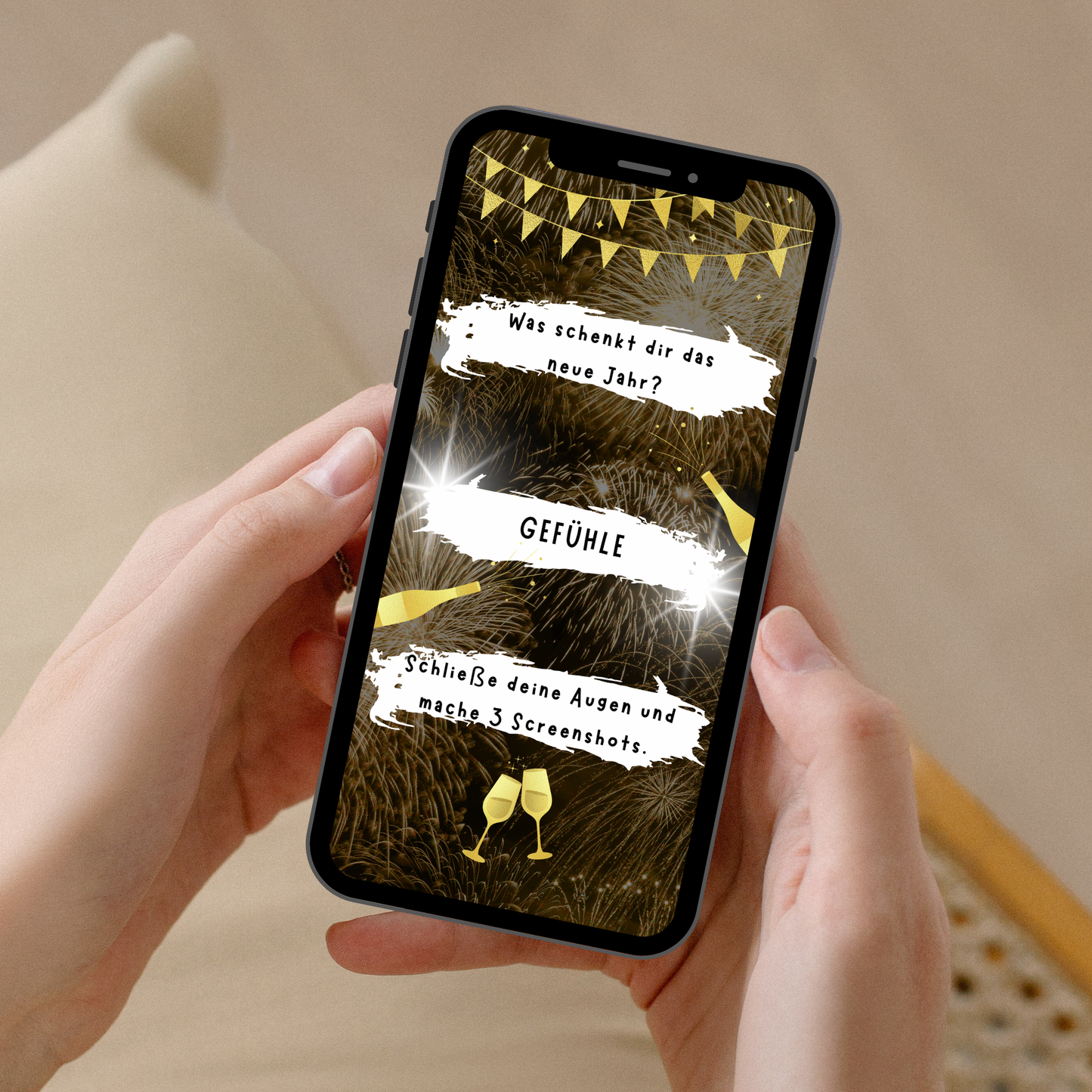 eCARD - Goldene WhatsApp Glückskarte 1 für das Neue Jahr - eCARD4you