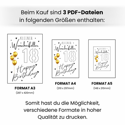 Geldgeschenk - Kleiner Wünscherfüller zum 18. Geburtstag - eCARD4you