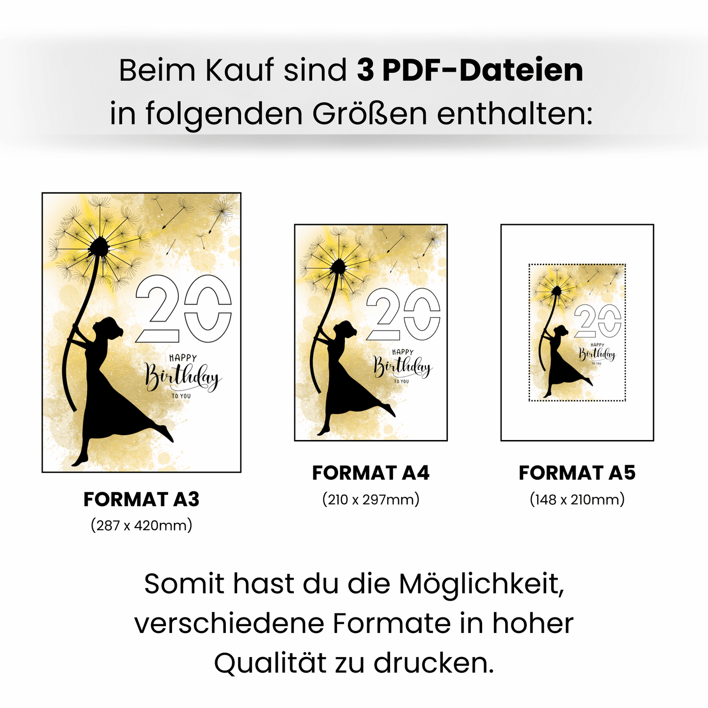 Geldgeschenk - Frau mit Pusteblume als Geschenk zum 20. Geburtstag - eCARD4you