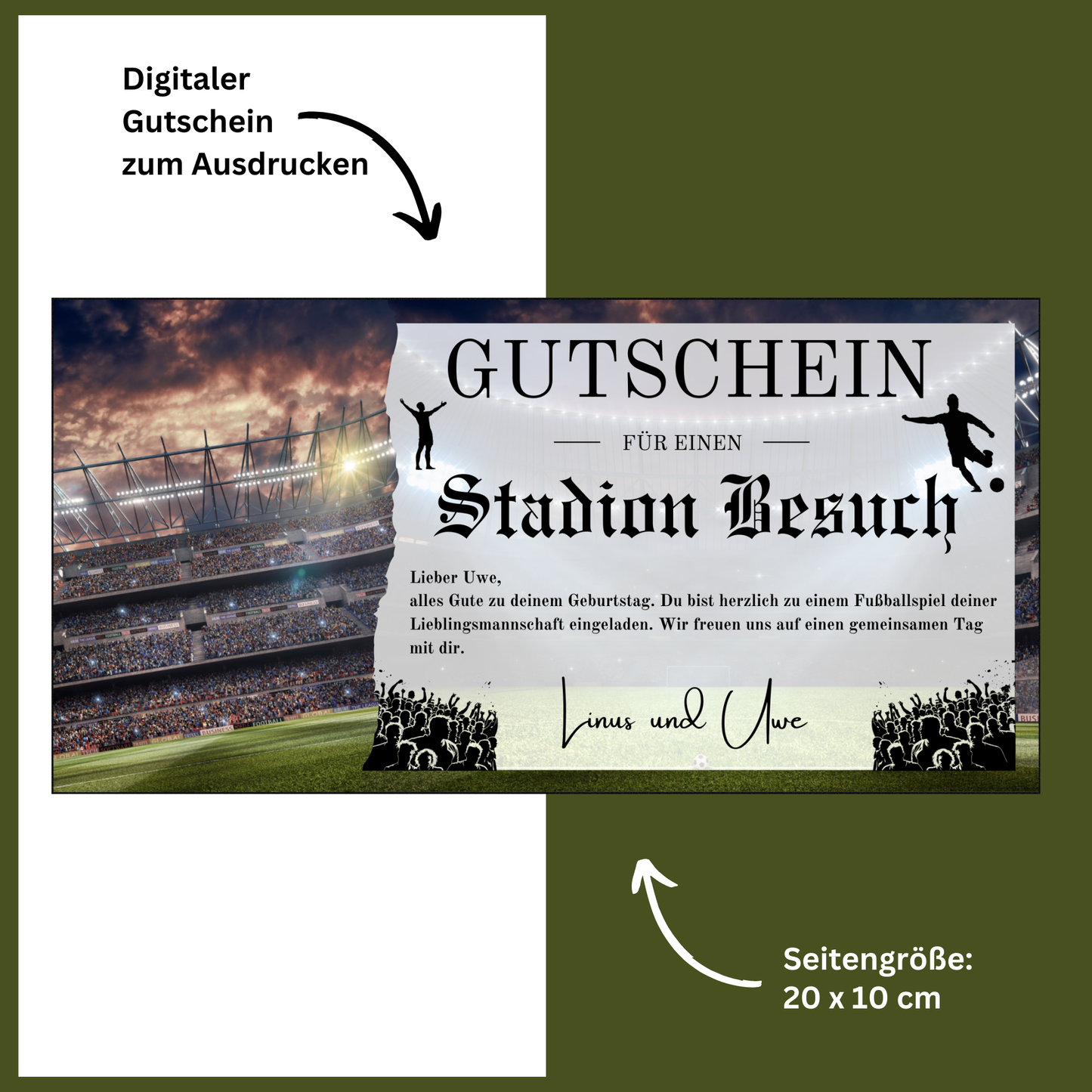 Gutschein - Stadion Besuch Fußballspiel Geschenkgutschein