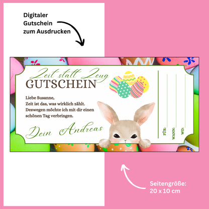 Gutschein - Gemeinsame Zeit statt Zeug als Geschenkidee zu Ostern