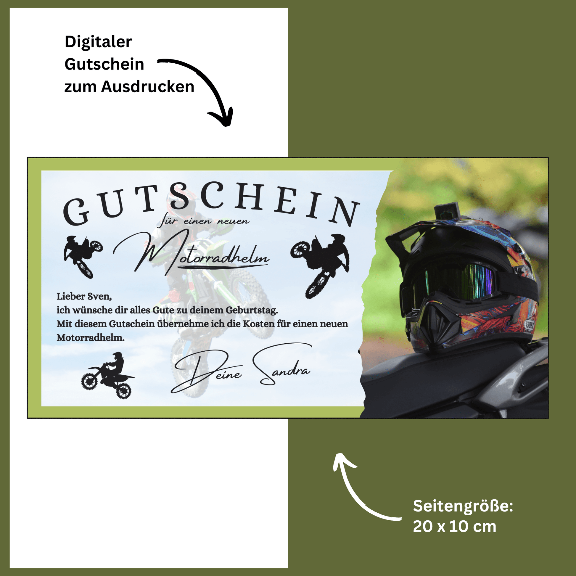 geldgeschenk fahrradhelm Geschenkgutschein Motorradhelm grün