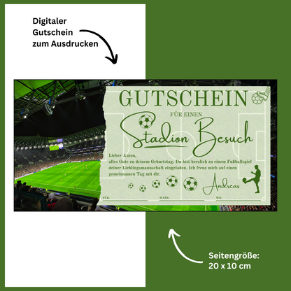 Gutschein - Stadion Besuch Fußballspiel Geschenkgutschein